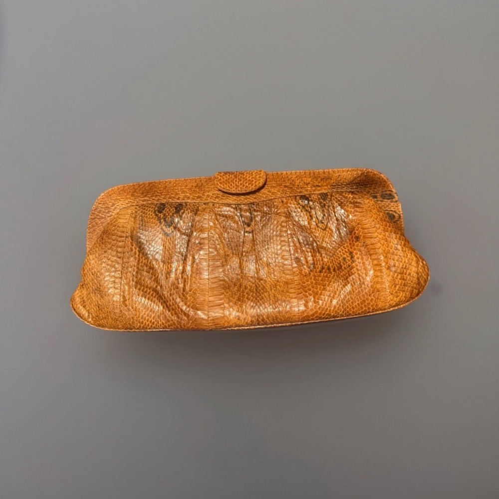 Elegant Tan Snakeskin Handmade in India Clutch Bag